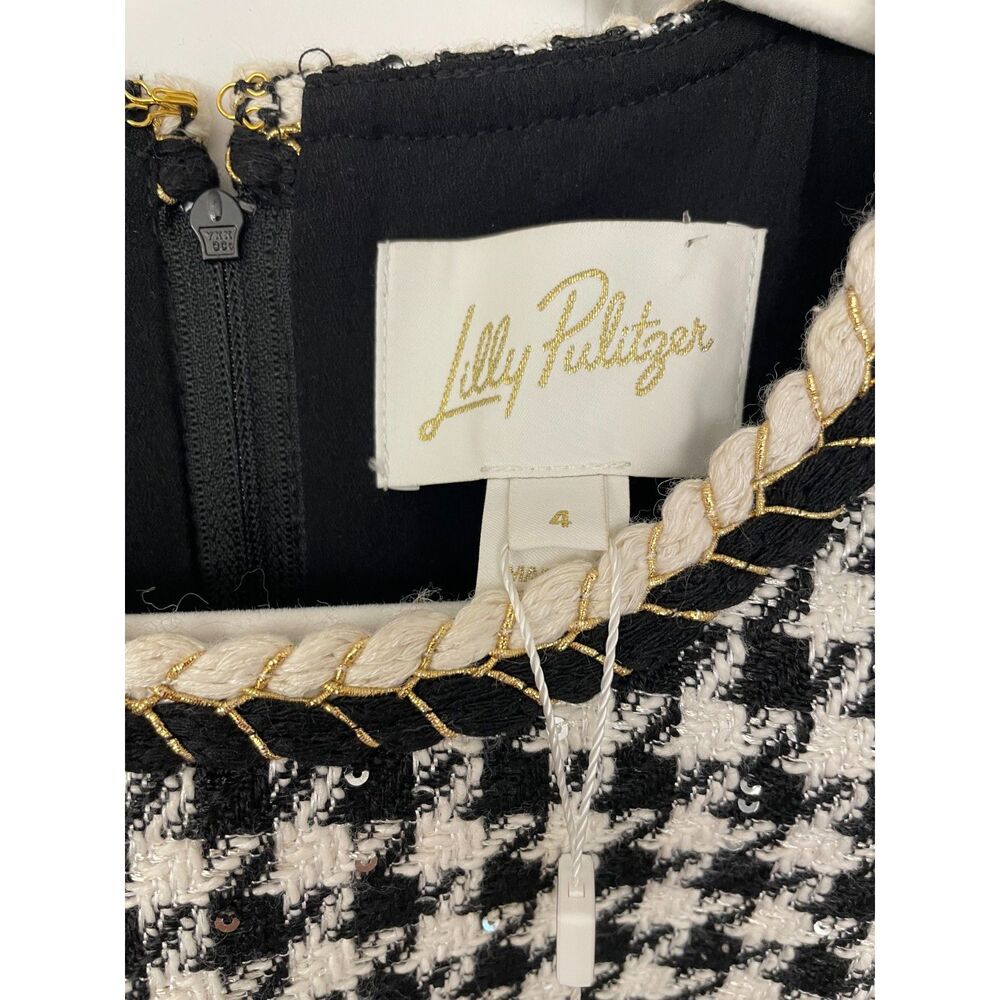 NWT Lilly Pulitzer Doriane Boucle Shift Sequin Houndstooth dress Sz 4 - Picture 4 of 6